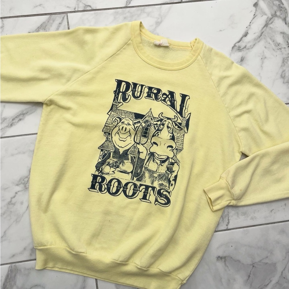EPIC vintage “Rural Roots” Raglan Sweatshirt circa 1988! Made Canada sz Med